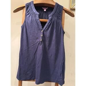 lilly pulitzer Hartley tank top Navy Blue Xsmall xs Gold Buttons